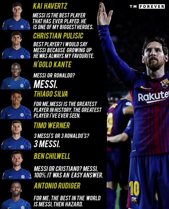 MessiTouchline's tweet photo. It's crazy how almost all the stars from England's BIGGEST clubs rate Lionel Messi as the GREATEST footballer of all time 🤯🐐 https://t.co/WGML3QCYsf