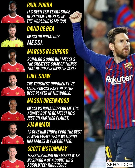MessiTouchline's tweet photo. It's crazy how almost all the stars from England's BIGGEST clubs rate Lionel Messi as the GREATEST footballer of all time 🤯🐐 https://t.co/WGML3QCYsf