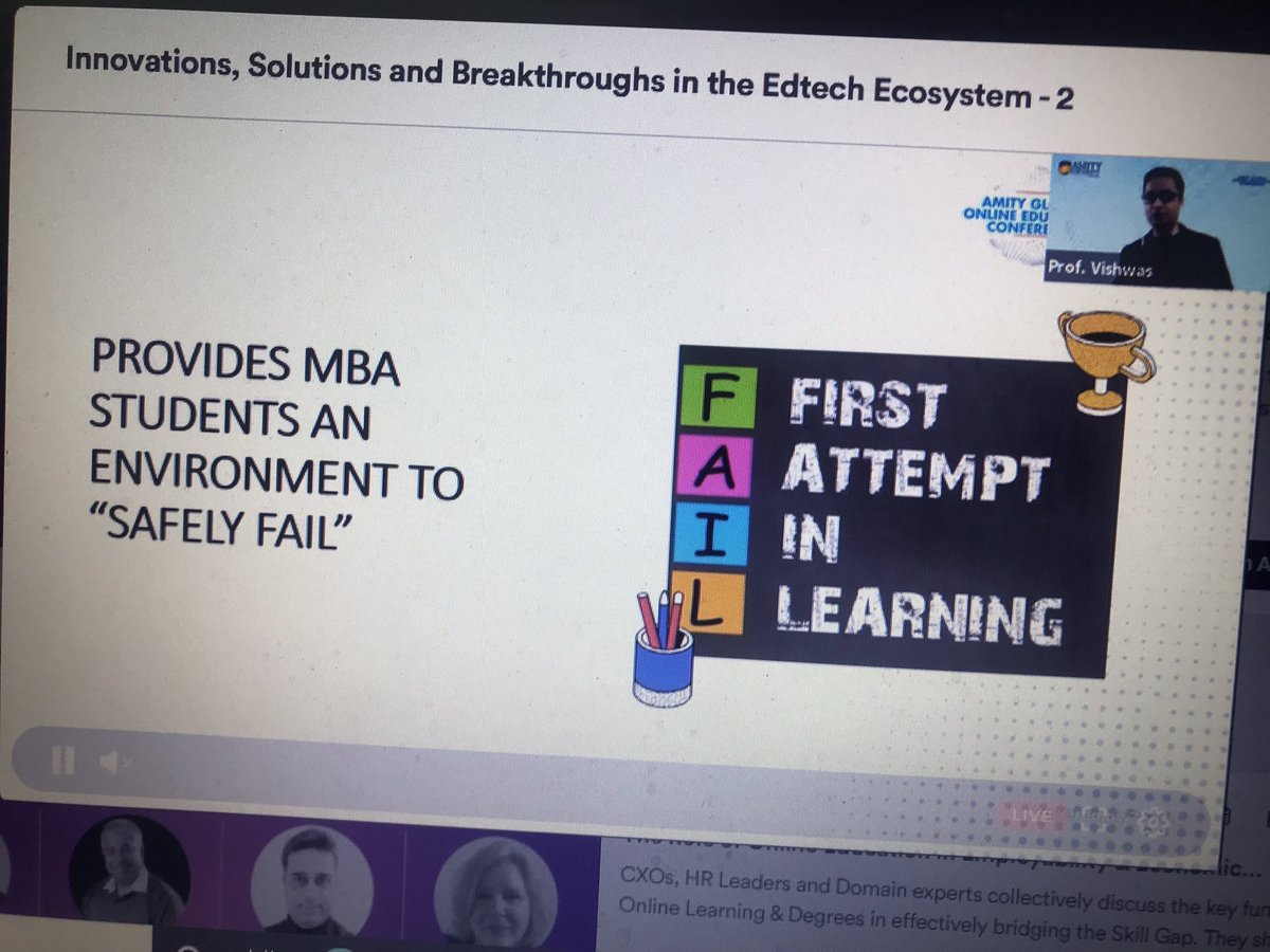 PriyaMaryMathew's tweet photo. Prof. Vishwas Verma of #AmityOnline explains how #online #simulations engage students as well as help them with practical wisdom #AGOEC #Amityglobalconference https://t.co/3Vmx8oMv20