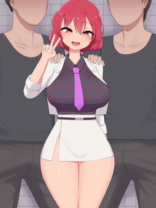 依頼で描かせていただいた、男二人に身体を弄ばれガニ股で受け入れる雷鼓さんです 