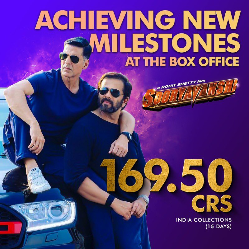 Milestones one after the other!🔥
Spend your weekend in the theatres with your family and the power of #Sooryavanshi!

#BackToCinemas