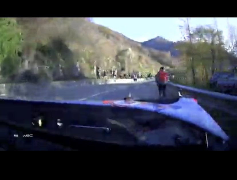 KristofPittel's tweet photo. That’s one lucky steward @OfficialWRC #RallyMonza @thierryneuville https://t.co/DXL5bjxnAR