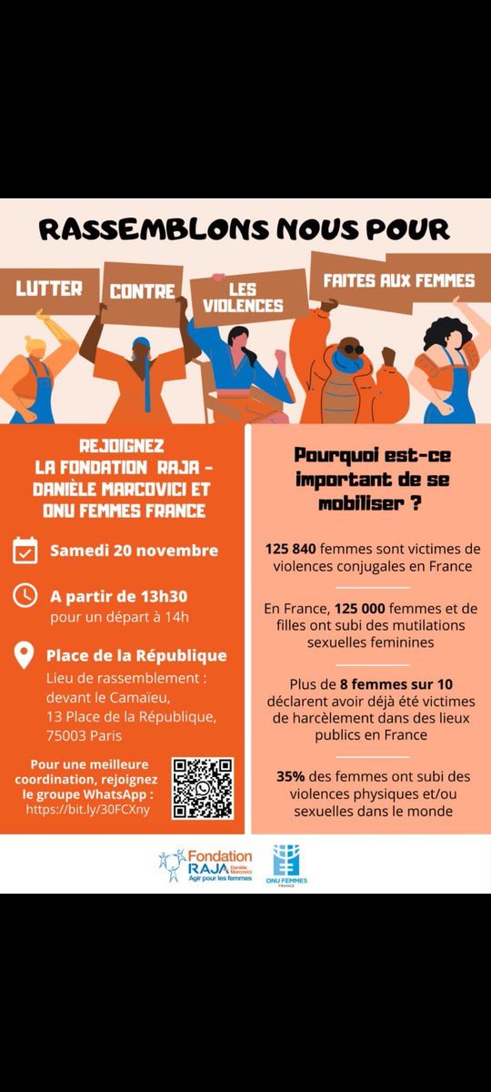 wominds's tweet photo. Inacceptable?Insupportable? 
Alors vous aussi, rejoignez-nous ce samedi à 13h15 pour manifester contre les violences faites aux femmes au coté d'@ONUFemmesFR et de la Fondation Raja.
Vous ne pouvez pas venir? Donnez : https://t.co/Xa6XFxcSuU https://t.co/W6aotokOnA