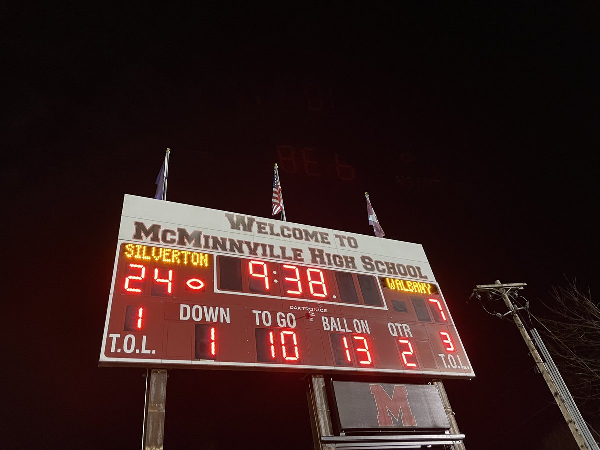 Connor McCarthy (@conr_mccarthy) on Twitter photo Fumbles, interceptions, blocked punts and much more this first half! <a href="/SilvertonFoxes/">Silverton Foxes</a> lead <a href="/WestAlbanyHS/">West Albany High School</a> 24-7 in the 5A semis <a href="/fridaylights/">#FOX12FNL</a> Fumbles, interceptions, blocked punts and much more this first half! <a href="/SilvertonFoxes/">Silverton Foxes</a> lead <a href="/WestAlbanyHS/">West Albany High School</a> 24-7 in the 5A semis <a href="/fridaylights/">#FOX12FNL</a>