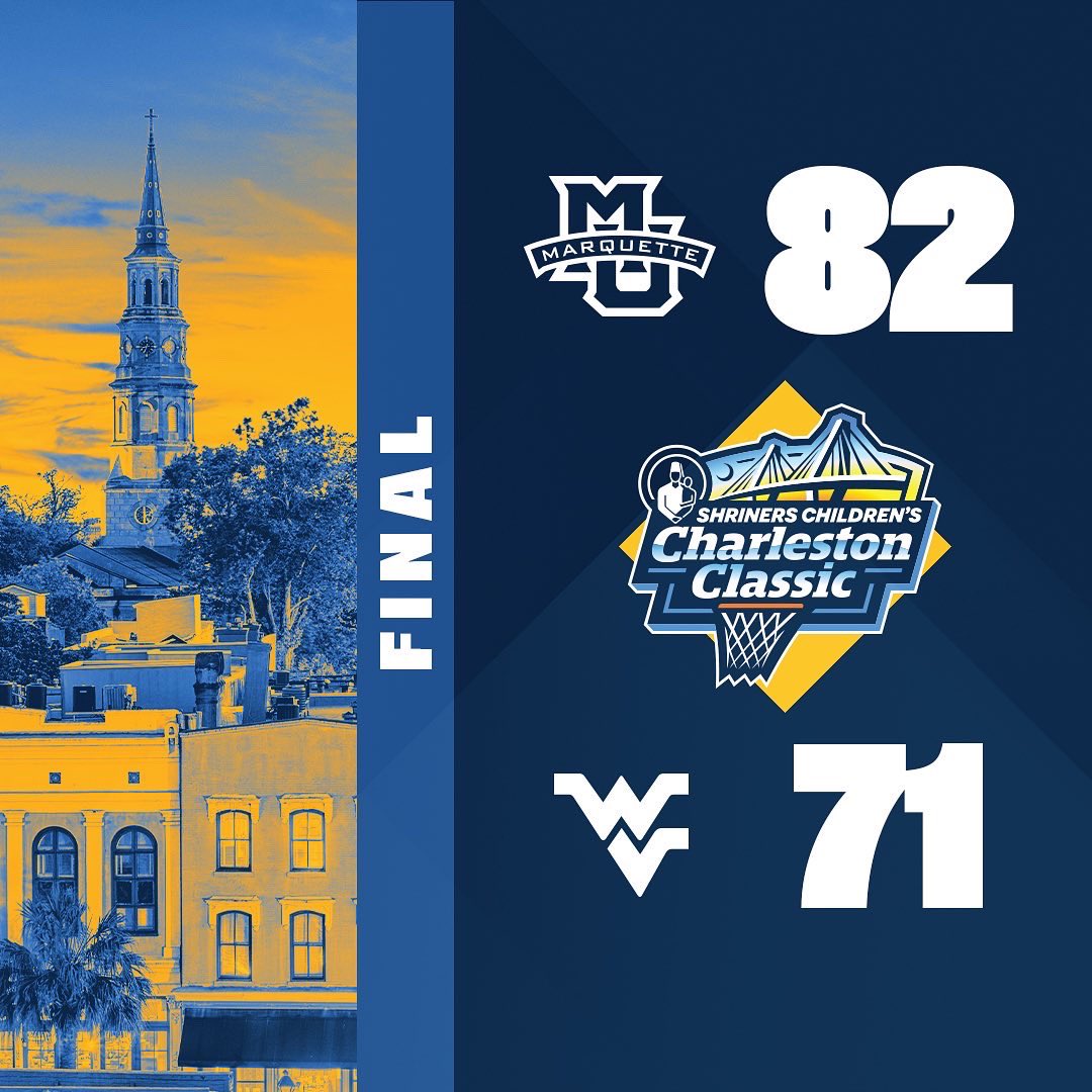 ESPNCharleston's tweet photo. It’s official‼️ Marquette will be playing the Bonnies in the championship game Sunday at 7:30PM 🏆

Game 7: Marquette 82 vs WVU 71 https://t.co/VTMYnHuMWw