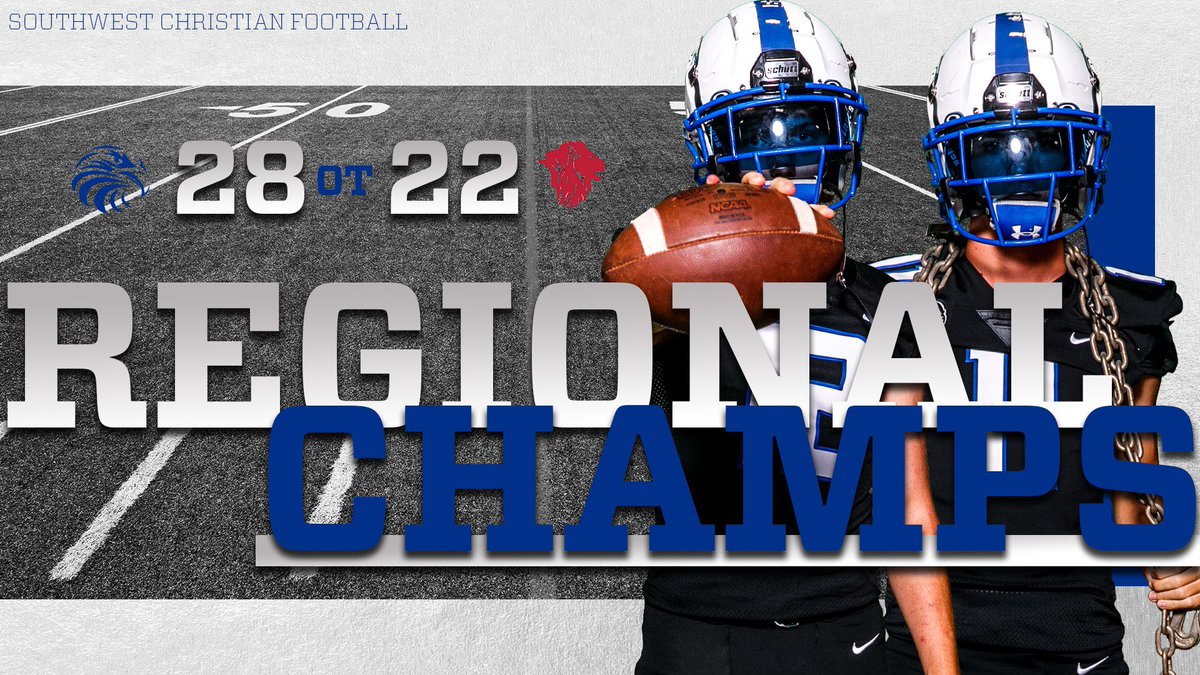 scs_athletics's tweet photo. 🦅🏈 EAGLES WIN 🏈🦅
Varsity Football wins an Overtime thriller over the Faith Lions to claim the title of Regional Champs and secure their spot in the State Semifinals! 

#GoEagles 
#SCSFootball https://t.co/sl9th7GVXA