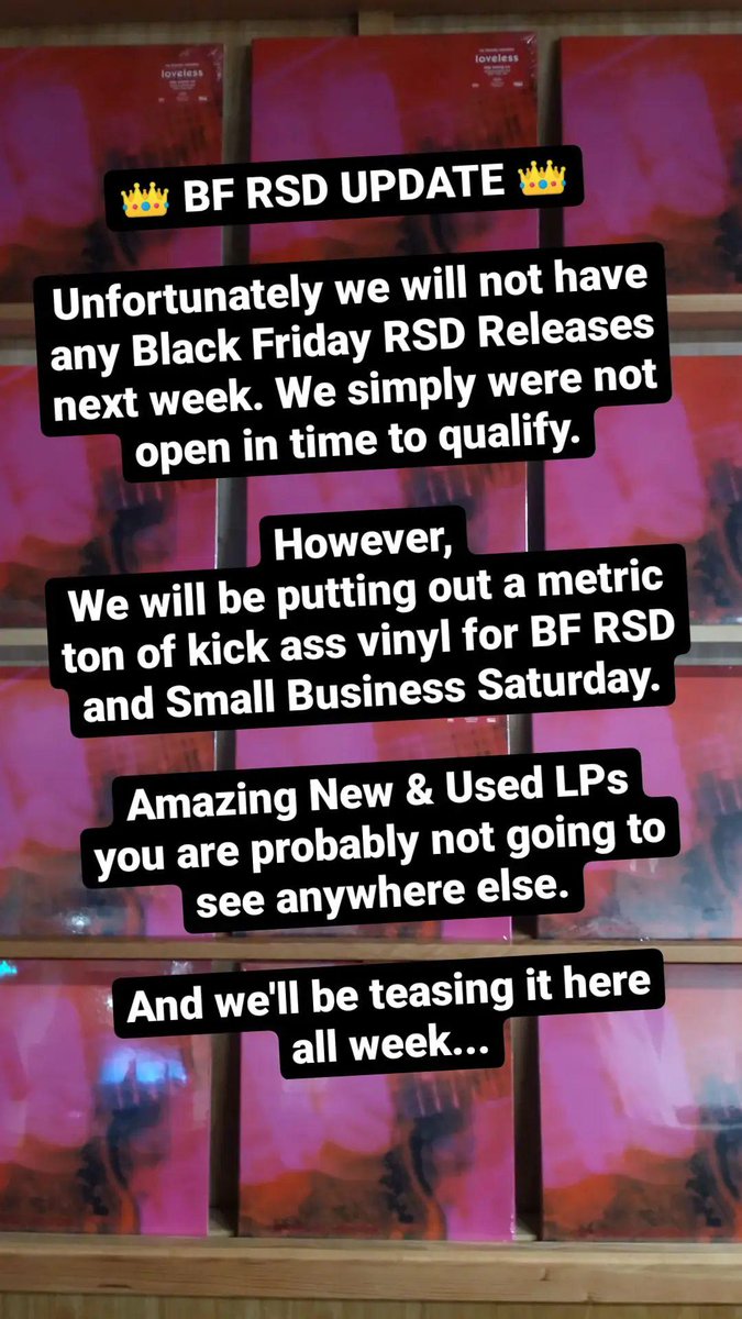 Just so you know...

#BlackFriday #RecordStoreDay #SmallBusinessSaturday