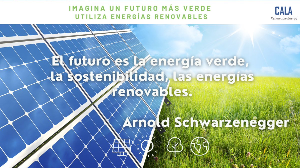 #Ecofriday 
"El futuro es la energía verde, la sostenibilidad, las energías renovables." Arnold Schwarzenegger
Las energías renovables, una fuente de sostenibilidad ya son una realidad. Utiliza energía solar y contribuye a un futuro verde 🌎🔅♻️
#calarenewableenergy #solarenergy