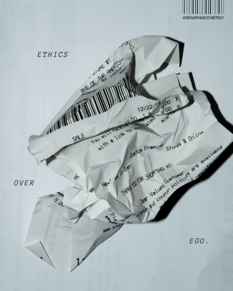 bigbrandenergy_'s tweet photo. “The quickest way to know if a consumer trusts a brand? 

They throw away their receipt.”
- @brynnanicole 🙃
 
#BigBrandEnergy

#Marketing #ConsumerExperience #branding #PeteDavidson #IYKYK #podcast #EducatedConsumer @brandingmag @adage https://t.co/lRT4GoS63i