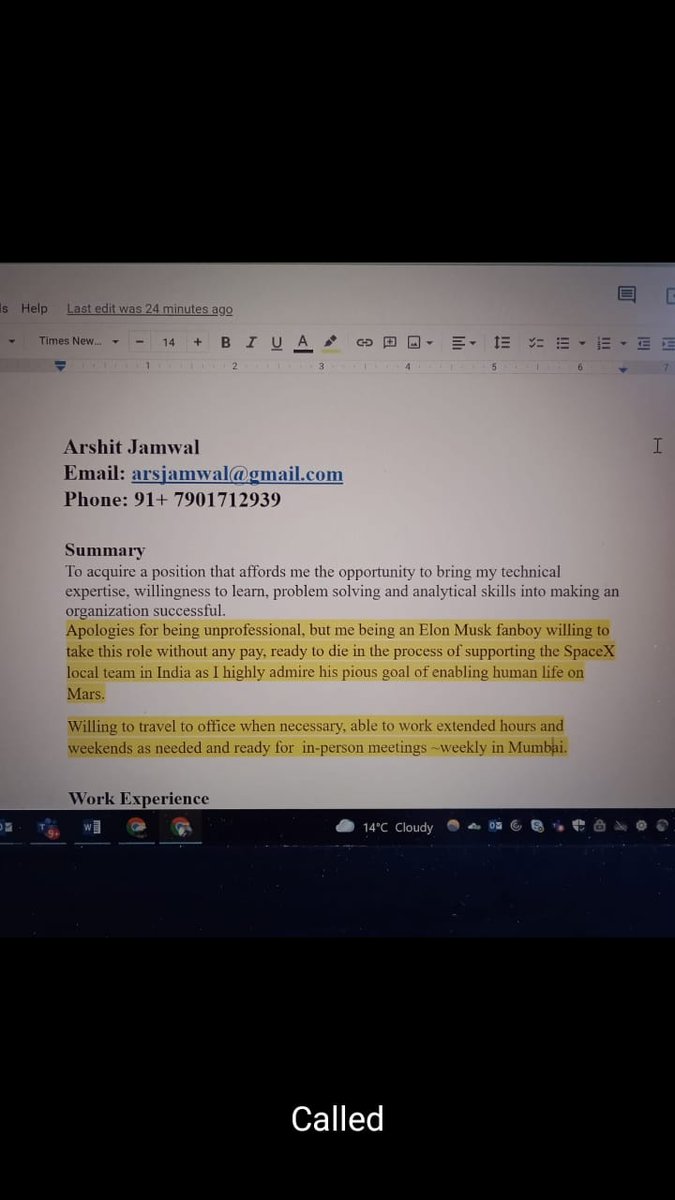 arsjamwal's tweet photo. @elonmusk Sir, please consider my application for Executive Assistant for SpaceX in India🙏 I am currently planning to move out of India just to have a chance of working for you one day. https://t.co/AOEKdTwjYd