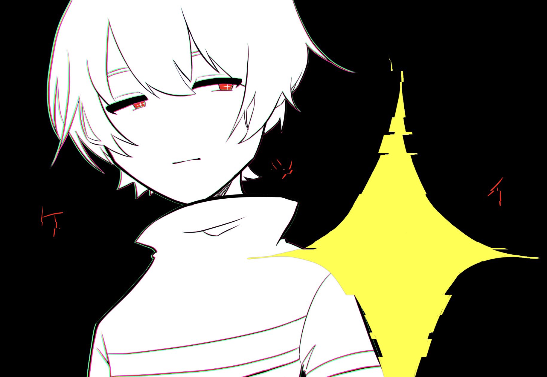 Twitter 上的 西田の小ネタ アンダーテール専門ch運営中 鶴宮キノコ低低低浮上 Turu Turu2323 さんより フリスクのイラストを頂きました フリスクの目つきにドキッとするかっこいいイラストですね 何をケツイした目なのか 気になります 素敵な作品を