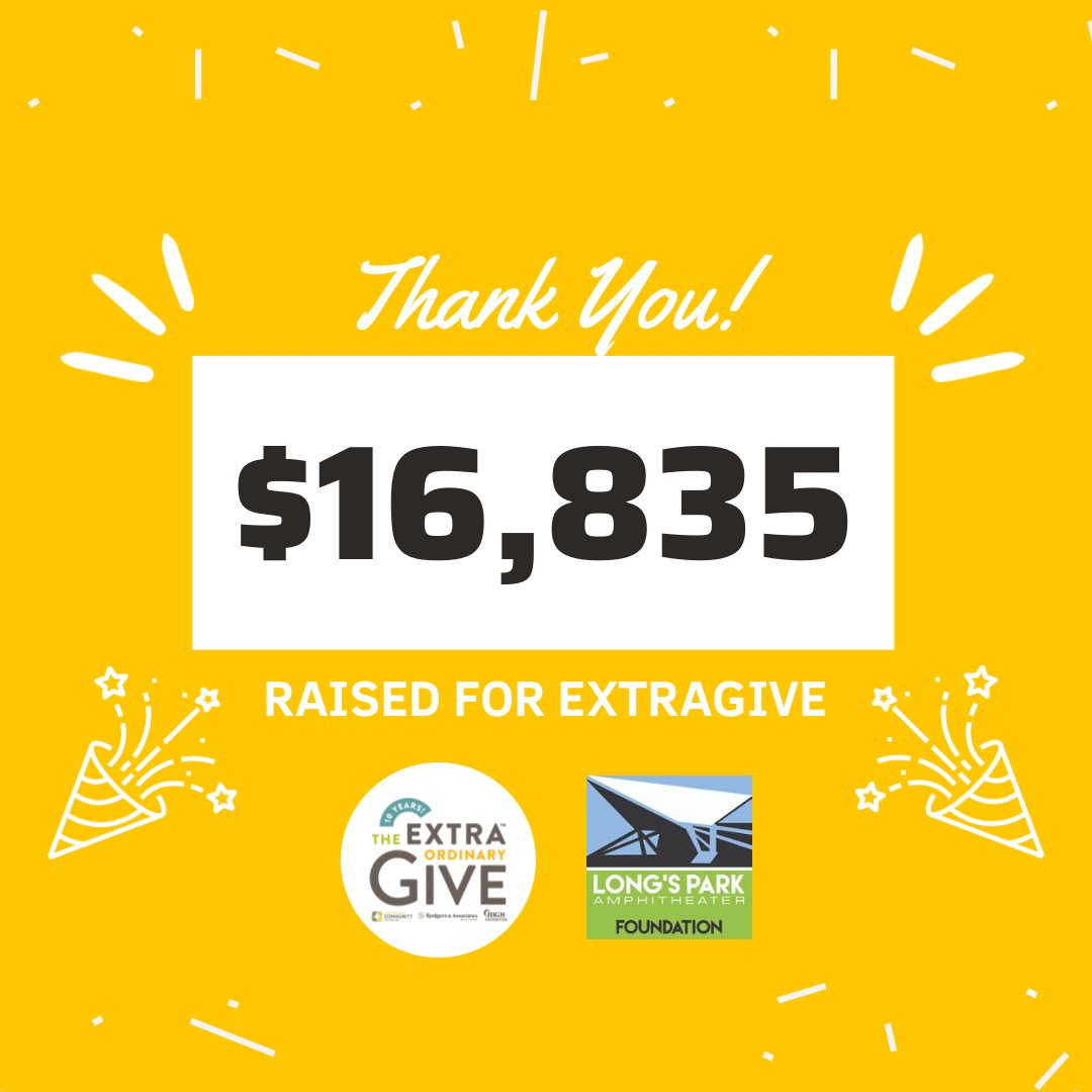 LongsPkAmphFnd's tweet photo. As the Extraordinary Give offically comes to a close, we want to say THANK YOU to our EXTRAORDINARY community for your contributions! Your gifts mean we can continue to bring music and art back to the park. https://t.co/p4zKWlqApM