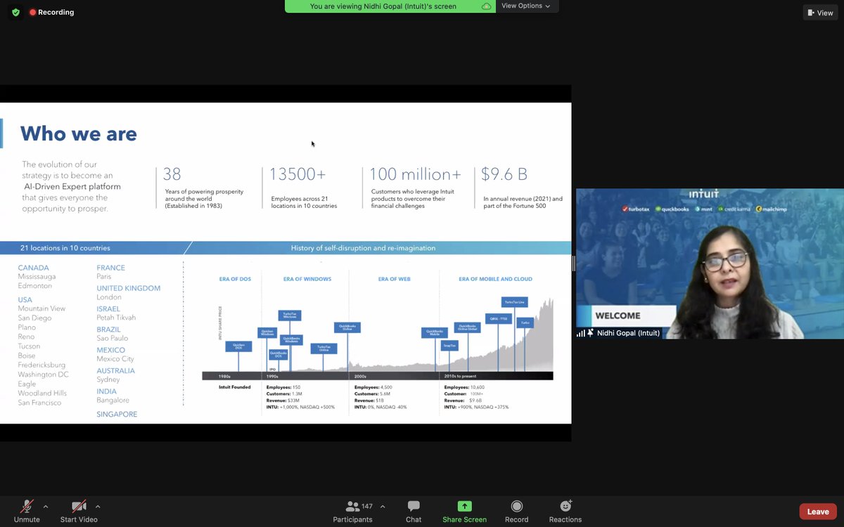 IntuitIN's tweet photo. 'At Intuit, it's all about creating impact and changing the lives of our customers for the better by solving their most important financial challenges. Everything that we do is based on trust and respect', @NidhiGopal kicking-off #IntuitCodingChallenge with @geektrust https://t.co/iqEuQaNWoY