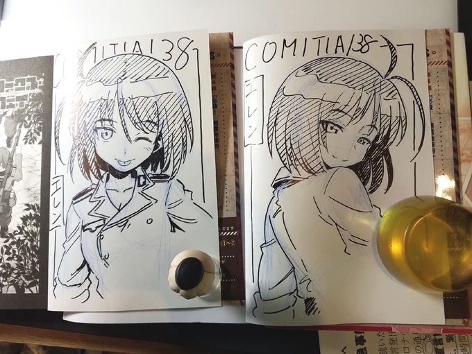 明日のコミティア・サイン本
次、エレン編です(*`・ω・)ゞ
差し上げる方の名前とサインは右下に入れようと思います。 