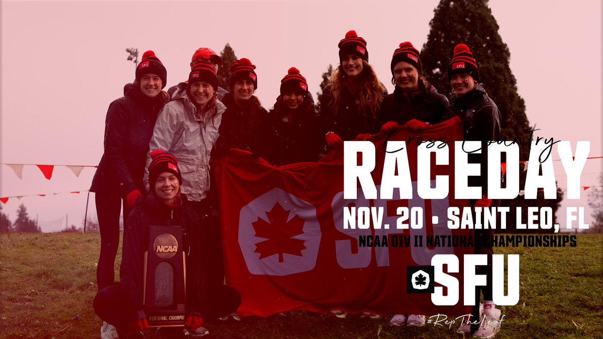 SFUTrack's tweet photo. Set your alarm and get ready for @NCAADII XC Championships!

@SFU women’s undefeated cross-country team competes in Saint Leo, Florida on Saturday!

⏰ 8:30am EST (5:30am PST)
📺 Live stream: https://t.co/LfUmoKcBzP
📈Results: https://t.co/YhAilCCrpn

#NCAAXC #championships 🇨🇦 https://t.co/6OHjhTt8Cv