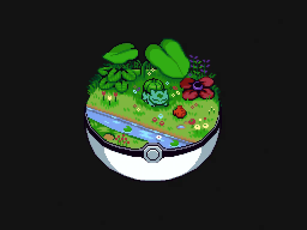 inside the pokeball pixel art example