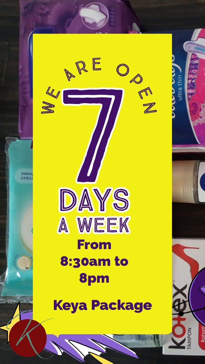 KeyaPackages's tweet photo. Do you need sanitary products but can't leave the house? Feeling lazy? Is it raining? Store's too far? Guess what, https://t.co/nCL4YjAkiC is literally at your finger tips.
 Buy your hygiene products and have them delivered to you at only K30. Shop Now. We are open https://t.co/8hngOmS1Ev