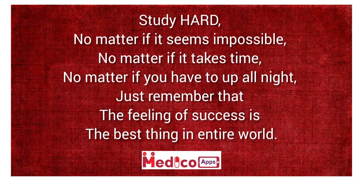 MedicoApps's tweet photo. Study HARD, no matter if it seems impossible, no matter if it takes time, no matter if you have to up all night, just remember that the feeling of success is the best thing in entire world.👩‍⚕️👨‍⚕️

Doctor's Life

For more 👨‍⚕️👩‍⚕️
FOLLOW - @medicoapps 

#NEETPG #medicoapps https://t.co/BDhDw3IIWV