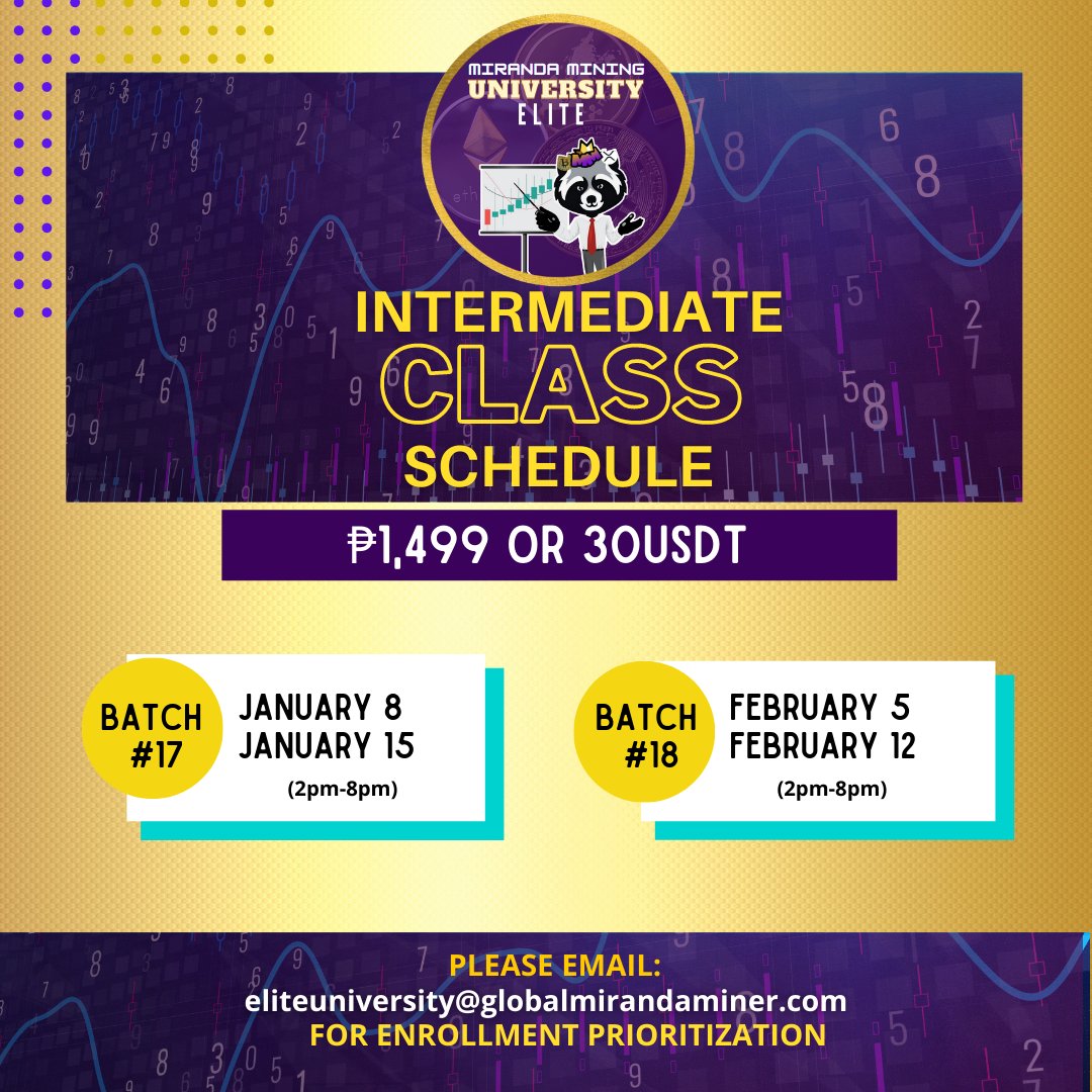 MiningMiranda's tweet photo. Naiinis ka ba kasi until now di ka pa rin profitable? Baka that is a sign that you need a working system na...

University System
Mentoring System

You choose!

Classes are now for 2022 since 2021 classes are now fully booked

#MirandaMinerProfitableSystem https://t.co/enxqkySJNt