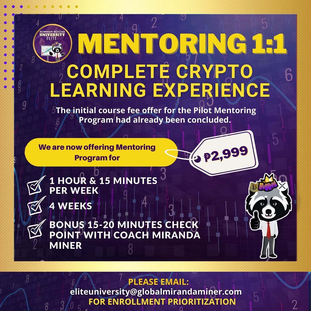 MiningMiranda's tweet photo. Naiinis ka ba kasi until now di ka pa rin profitable? Baka that is a sign that you need a working system na...

University System
Mentoring System

You choose!

Classes are now for 2022 since 2021 classes are now fully booked

#MirandaMinerProfitableSystem https://t.co/enxqkySJNt