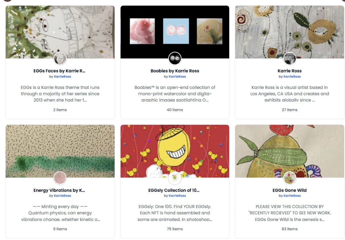 I'm minting digital reproductions of my fine art from over the past 40 yrs—please take a look 
Variety opensea.io/collection/kar…
Genesis opensea.io/collection/egg…
Energy Vibration opensea.io/collection/ene…
Blended opensea.io/collection/kar…
EGGs Faces opensea.io/collection/egg…