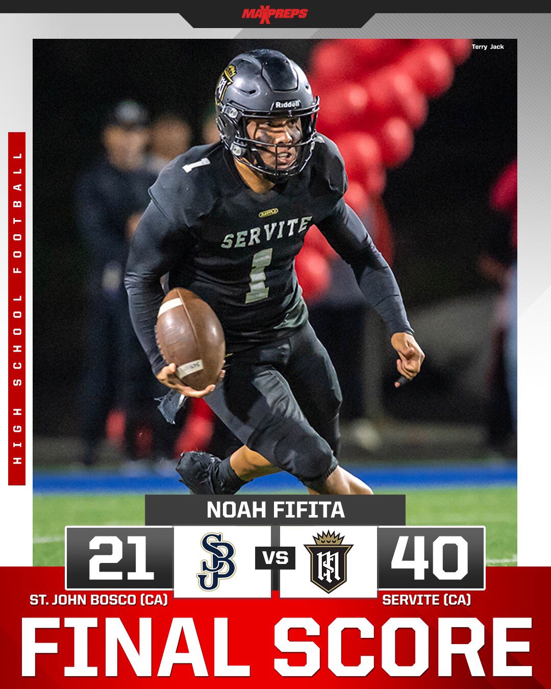 MaxPreps on Twitter: "No. 7 Servite beats No. 4 St. John Bosco 40-21, sets  up rematch wtih No. 1 Mater Dei! 🍿 ✍️: https://t.co/TaNlZLAoJ3  https://t.co/AD2mOrSCVe" / Twitter