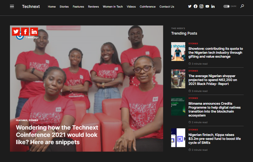 technextdotng's tweet image. Seen the new look on our site?
Sleek, right?
...and oh, we added a dark theme toggle for you ๐.
Let's know what you think.
#WeAreTechnext #TechnextCoinference2021 #Innovation #Technology