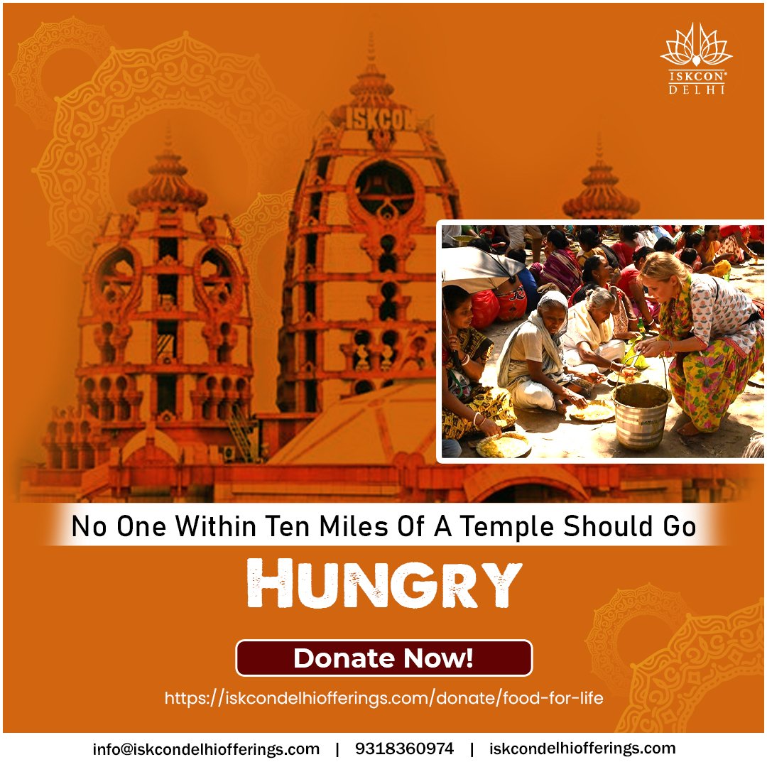 IskconOfferings's tweet photo. Food for Life is the world's largest vegetarian food distribution program serving millions of meals daily, with projects in over 60 countries.
Your charity can bring smiles to their faces.
Donate Now: https://t.co/jYxiGpDKuD
.
.
#FoodForLife #Charity #DonateNow
#OfferFood https://t.co/R9nhj4GywI