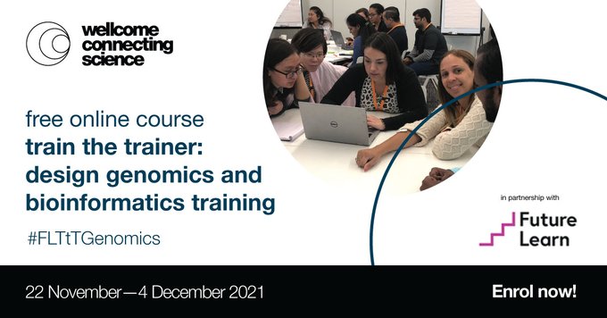 African Academy of Sciences (@aasciences) on Twitter photo Free online course: design #genomics and #bioinformatics training by Wellcome Connecting Science <a href="/eventsWCS/">Wellcome Connecting Science Learning and Training</a> for specialists interested in becoming educators!
📅Starts: 22 November 2021.
🔗Sign-up here: bit.ly/327fvA1
#TrainTheTrainer <a href="/FutureLearn/">FutureLearn</a> Free online course: design #genomics and #bioinformatics training by Wellcome Connecting Science <a href="/eventsWCS/">Wellcome Connecting Science Learning and Training</a> for specialists interested in becoming educators!
📅Starts: 22 November 2021.
🔗Sign-up here: bit.ly/327fvA1
#TrainTheTrainer <a href="/FutureLearn/">FutureLearn</a>