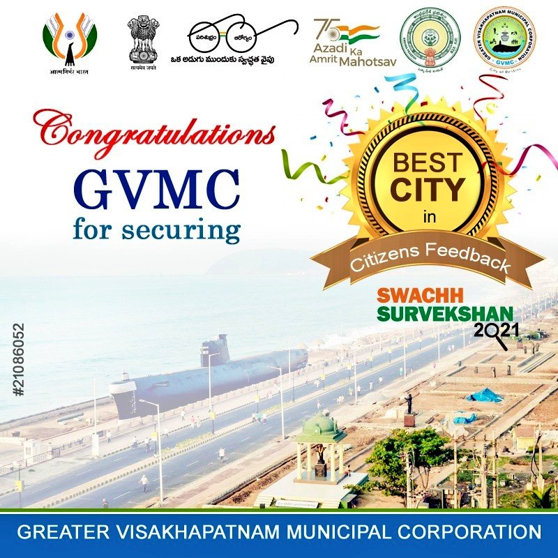 GopiKishorRaja2's tweet photo. #Vizag @GVMC_OFFICIAL Got 9th Rank in @SwachSurvekshan 2021
- Best city in #citizensfeedback
- Got #Bronze Medal in #SwachhSurvekshan2021
Received on #GFC 3Star Ranking
#Congratulations @GummallaSrijana @LAKSHMISHA_IAS @viswanadha1981 @gvmcommissioner @SwachhBharatGov https://t.co/CgR579zGgP