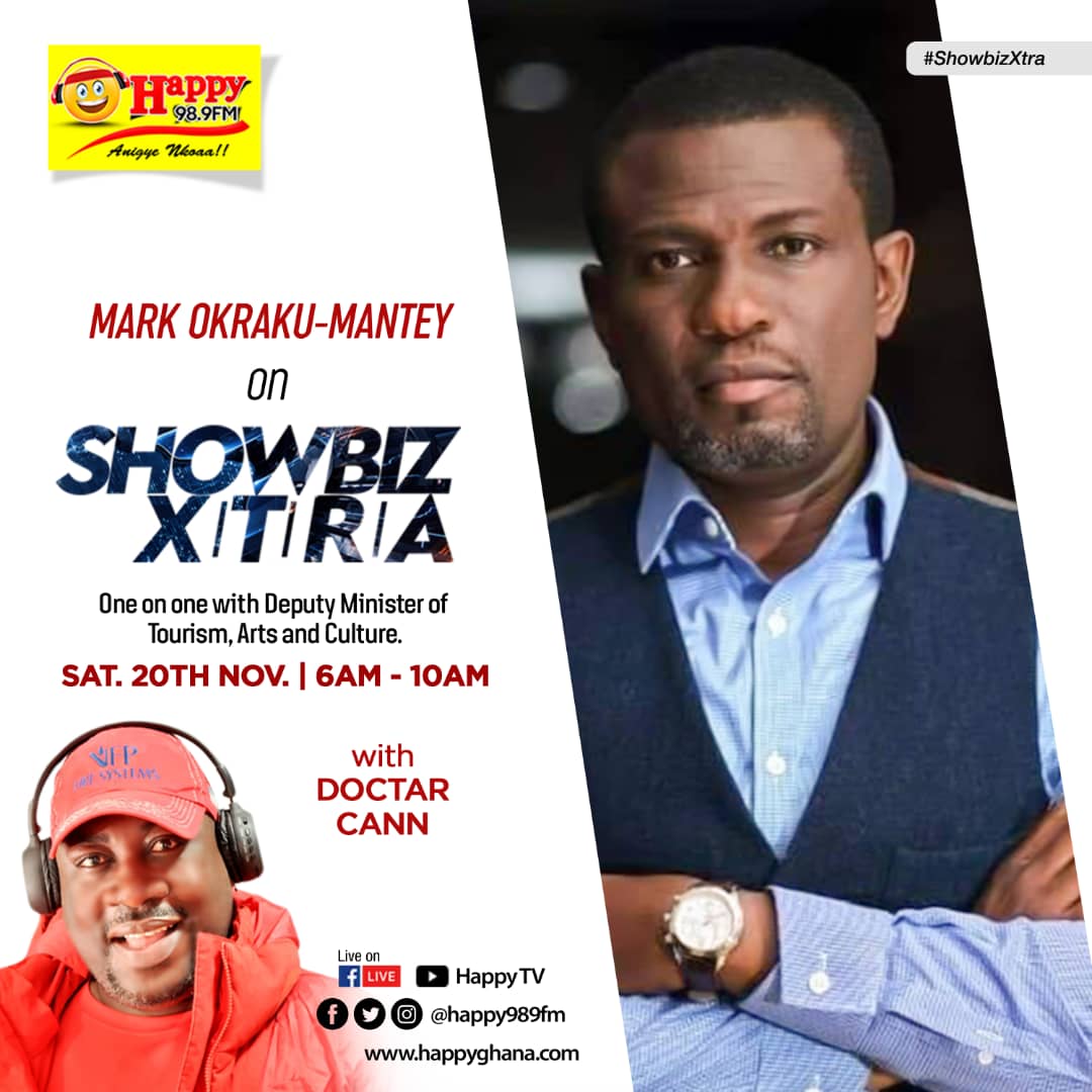 Showbiz Xtra is on from now till 10am <a href="/HAPPY989FM/">Happy 98.9 FM</a> <a href="/GMahamah/">George Mahamah #RespectTheReferee</a> <a href="/mac_okocha/">Atser News</a> <a href="/Niiocanta/">Nii Ocanta</a> <a href="/AmakalynSesi/">Amaka Joyce Sesi</a> <a href="/MbBuabeng/">Mercy Buabeng</a> <a href="/AsamoahPs/">Ps Thomas K. Asamoah.</a> <a href="/ayishatu_/">Ayishatu Zakaria Ali</a> @