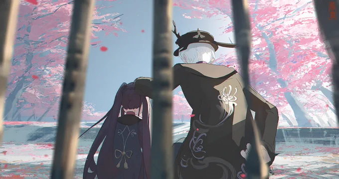 離別と希望の蝶(中篇) #GenshinImpact #原神 #人物 #女の子 #胡桃 #胡桃(原神) #背景 #逆光 #美しい 
