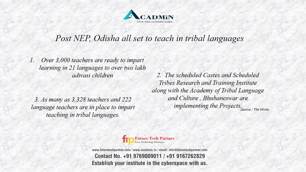 #nep #odhisha #triballanguages #acadmin #schoolerp #collegeerp #universityerp #onlineadmission #cloudbasedsolutions #feescollection #mobileapp #idcard #attendance #homework #datamanagement #educationalerp #erpsolution