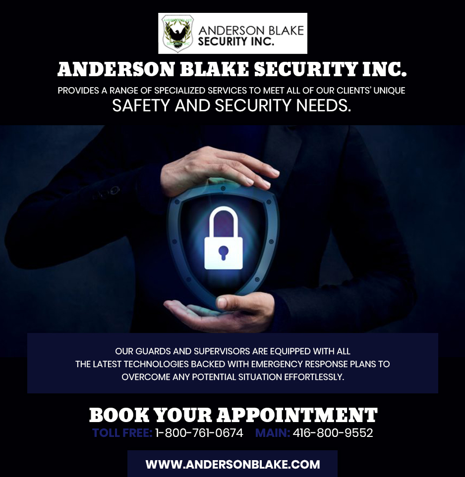 Anderson Blake Security Inc. provides a range of specialized to meet all of our clients' unique safety and security needs.
andersonblake.com
#security #securityservices #SecurityGuard  #commercialsecurityservices #eventsecurityservices #securitycompanyingta