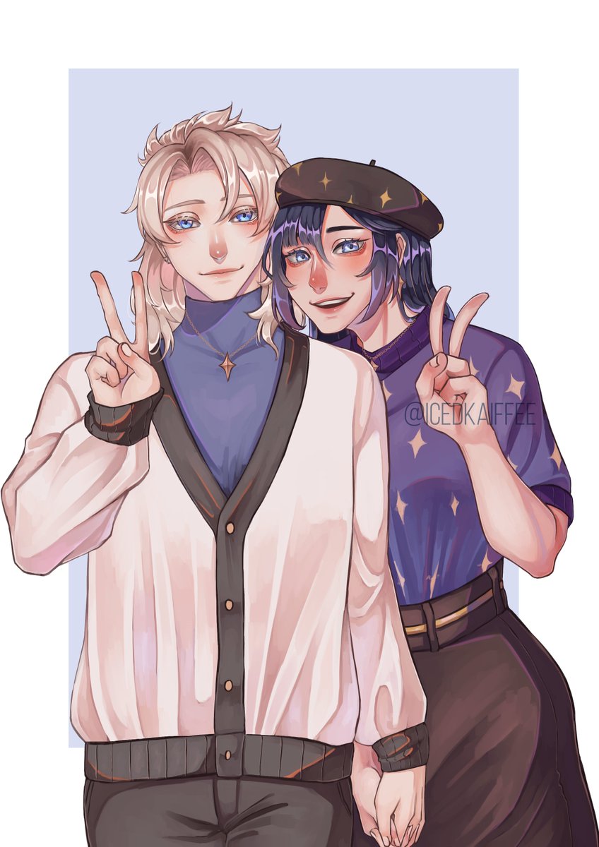 (10/18/21)

modern almona for my art/fic trade with <a href="/jeaIuc/">june (moved)</a> ! #almona #Albedo #MonaMegistus #GenshinImpact