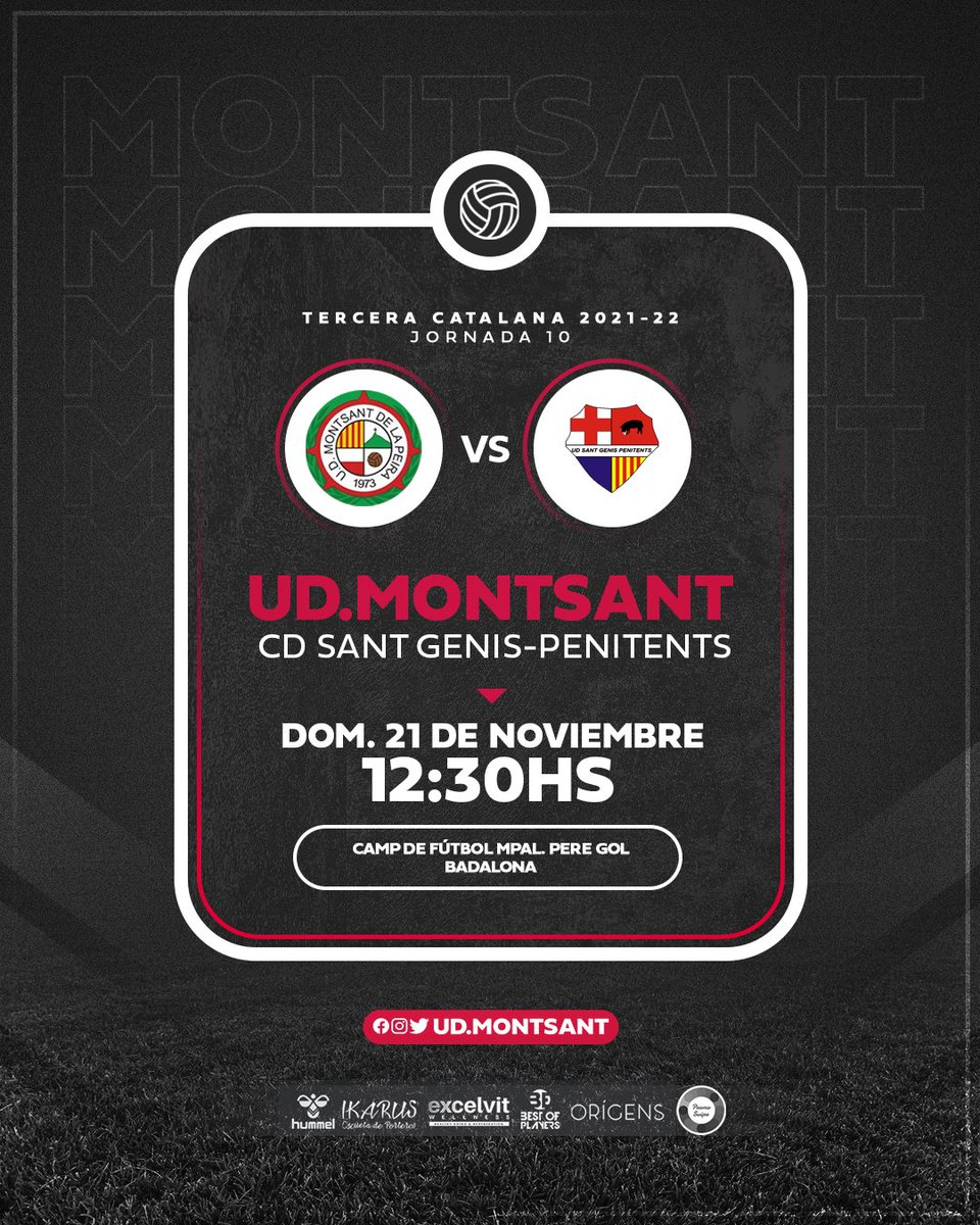 udmontsant's tweet photo. JORNADA 10. Mañana recibimos al segundo clasificado, @SGPENITENTES, que viene realizando un gran campeonato. ¡Tenemos muchas ganas de competir el partido! #SentimientoMontsant #3cat11 #futbolcat #SomosBadalona #PromoSwipe https://t.co/9TBMyWvURP