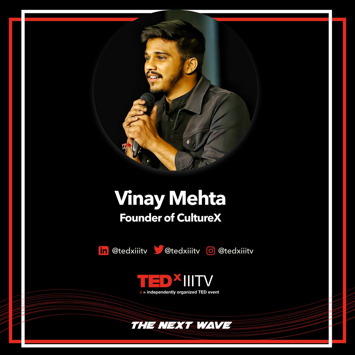 tedxiiitv's tweet photo. We could not be more delighted to have Vinay Mehta founder of CultureX, as one of our speakers.

Stay tuned for his talk and insights at TEDxIIITV.
So, are you ready for the next wave?

#ted #tedx #tedtalks #tedxiiitv #tedxspeaker #iiitvadodara #iiitv https://t.co/ycCOW40IBl