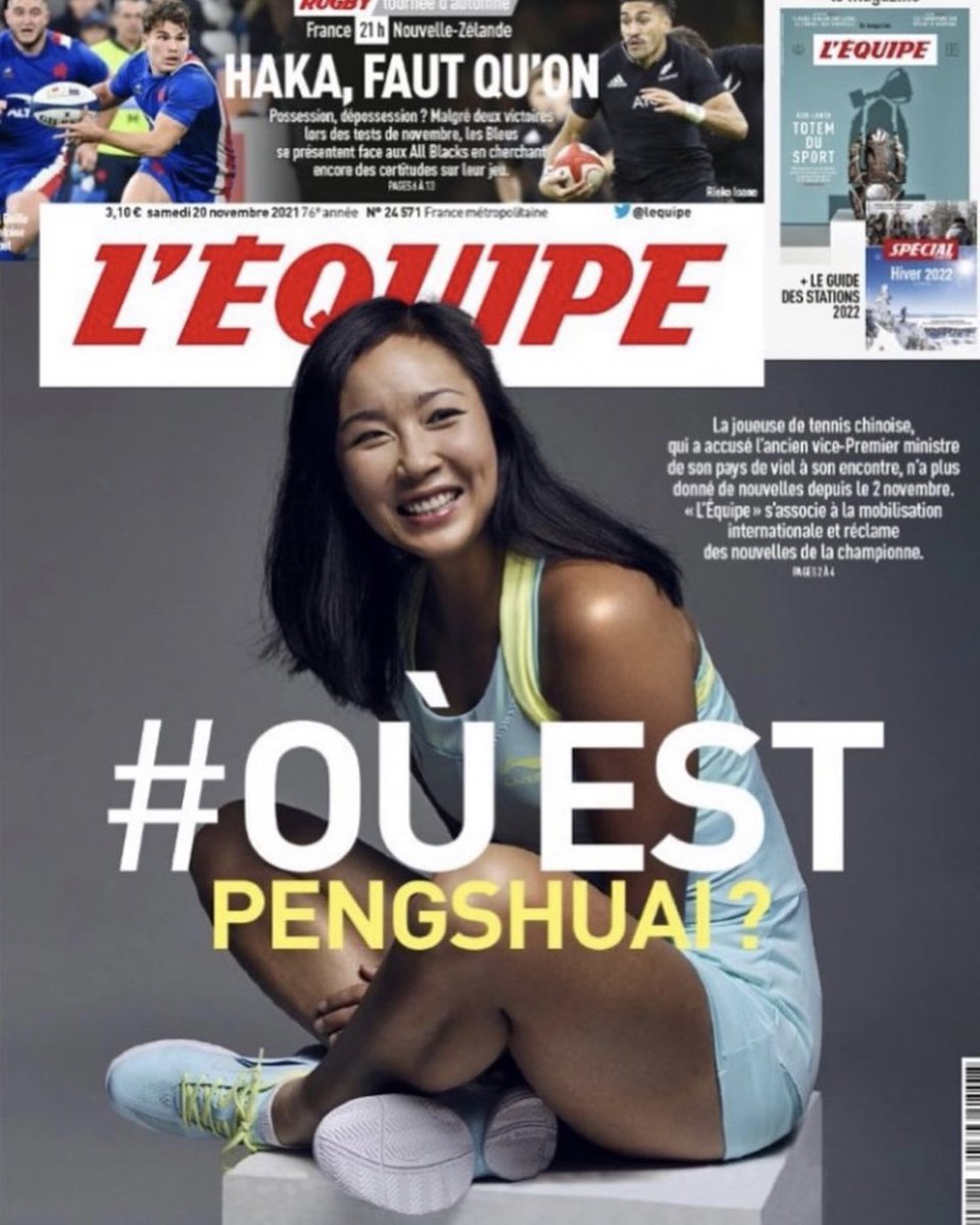 emilieandeol's tweet photo. Mobilisons nous pour savoir où est Peng Shuai ?
#PengShuai #Mobilisation #mouvementsportif https://t.co/gBgDMehOi1