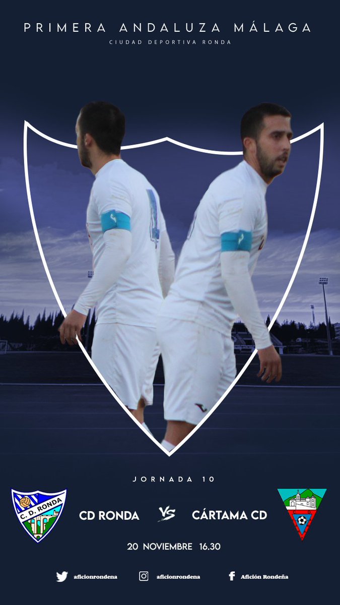 ⚔️ ¡DIA DE PARTIDO! ⚔️

😊 Os esperamos en la Ciudad Deportiva a las 16:30 para vivir el <a href="/CDRondaOficial/">cdr</a> 🆚 <a href="/CDCartama/">CD Cártama</a>.

¡Vamos Ronda! 💙