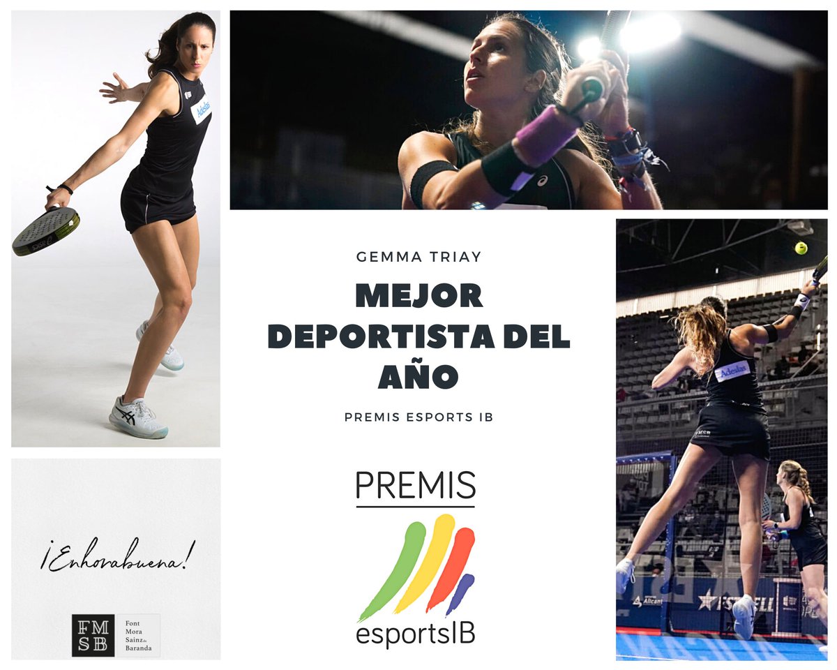 FMSB_Abogados's tweet photo. La jugadora de pádel menorquina 𝗚𝗲𝗺𝗺𝗮 𝗧𝗿𝗶𝗮𝘆 @gemmatriay , mejor deportista del año en los 𝗣𝗿𝗲𝗺𝗶𝘀 𝗘𝘀𝗽𝗼𝗿𝘁𝘀 𝗜𝗕. ¡Enhorabuena de todo el equipo de @FMSB_Abogados a nuestra patrocinada y el resto de premiados! 

#fmsb #gemmatriay #esport #balears #baleares https://t.co/IFdsV4kuey