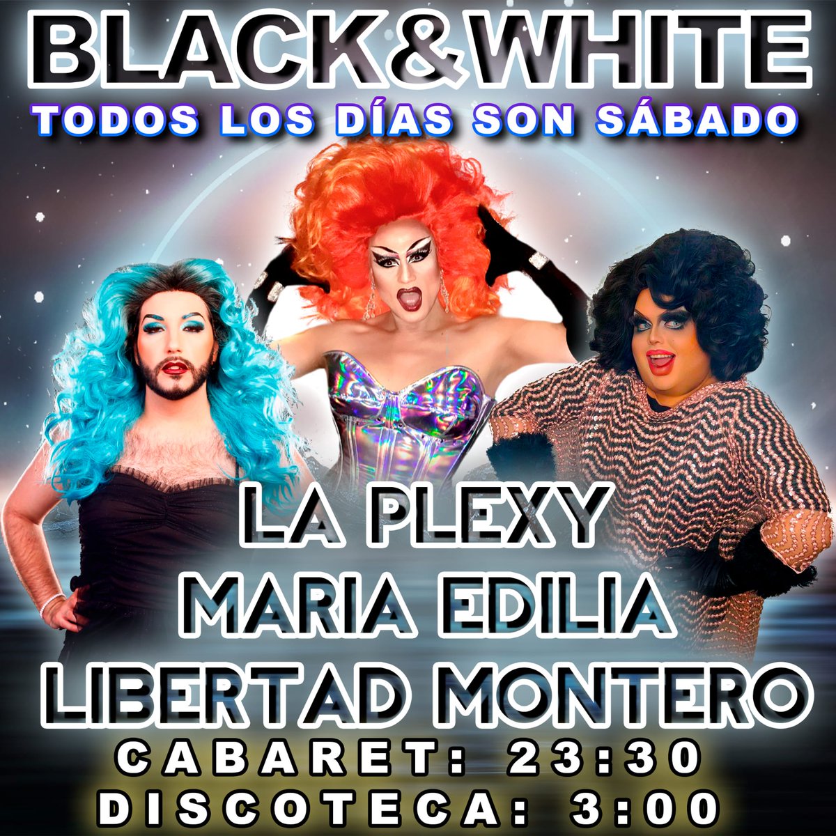 BlackWhiteMadr1's tweet photo. Hoy #SÁBADO toda la fiesta se concentra en #BLACKANDWHITE!! Aún no has venido?? #CHUECA #madrid #todoslosdiassonsabado #drag #dragqueen #disco #DISCOGAY #copas #gaydisco #genteguapa #laplexy #dj https://t.co/EsQuEPj3aT