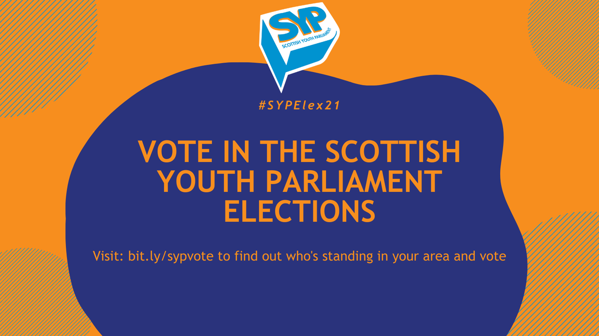 Young people can still vote in the Scottish Youth Parliament elections! 🗳️🗳️

If you're aged 12-25 in Scotland you can vote now to have your voice heard and help select the young people that will represent you for the next 2 years.

Click here 👉bit.ly/sypvote