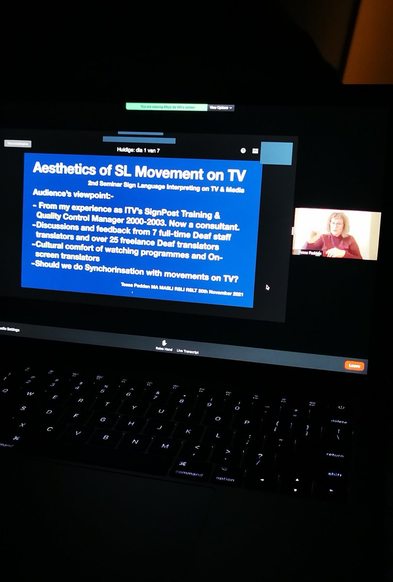 So great to hear from our interpreter colleagues in Europe: how they provide access for their Deaf communities and issues they face with media interpreting. Some similarities, some differences to us! And a lot to take in at 1.50am
#TVSLI21