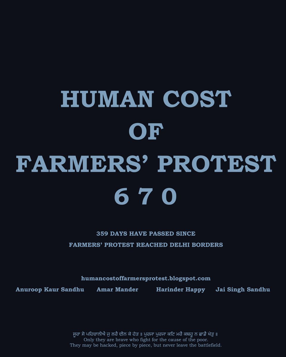 AmarMander's tweet photo. This is to remind everyone of the human cost of the farmers' protest.

#FarmersProtest
#FarmersProtest_Martyrs https://t.co/MF1Jmih8sD