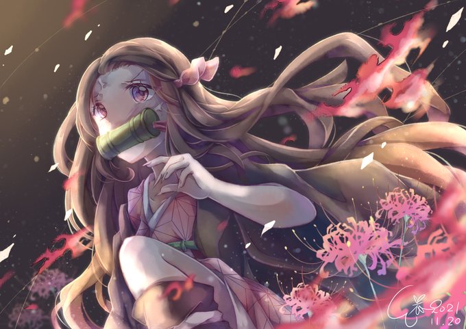 萌繪依🌸依依さんがTwitterに投稿した竈門禰豆子(鬼滅の刃)のイラスト。