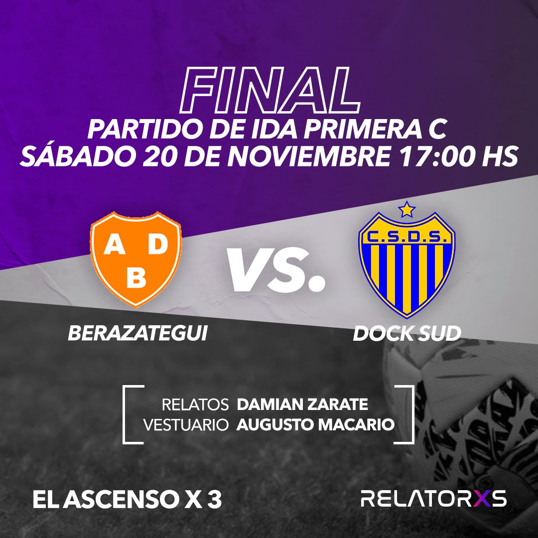 ElAscensox3's tweet photo. 🟥HOY Sábado
🕒15 Horas

✅#Flandria🆚 #Colegiales
🏆#PrimeraB
🎙️@sergiozarratea @DanielCacioli 

✅#Berazategui🆚 #DockSud
🏆#PrimeraC
🎙️@damianzarate1

📲Escuchalo por @Relatoresconvos 
🖥️https://t.co/30QjvUgmFF
📻 Por AM 1030 @RadioDelPlata 

👤@DanielCacioli https://t.co/1Q2sNqeEem