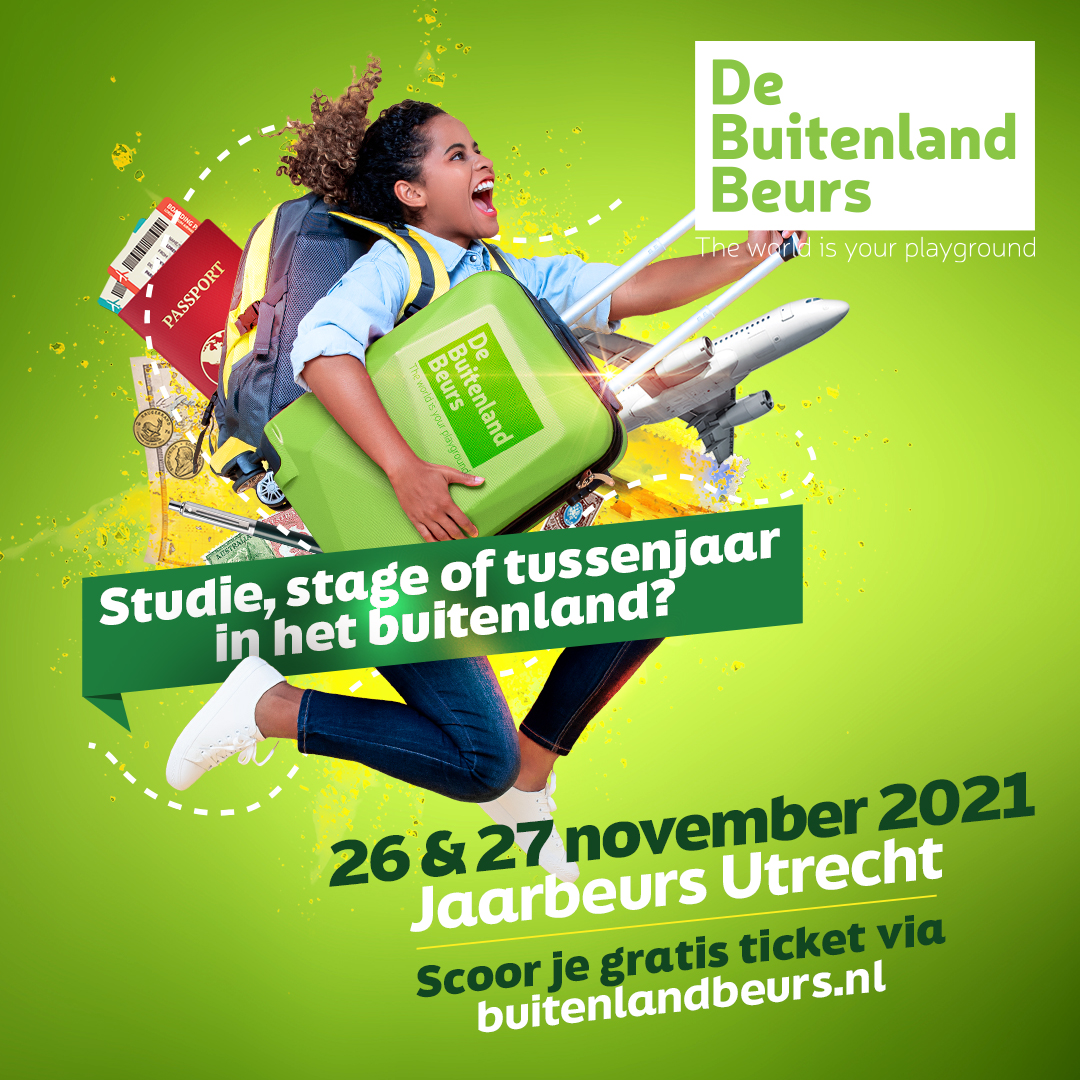 Buitenlandplannen? Kom op 26 &amp; 27 november naar De BuitenlandBeurs in Jaarbeurs Utrecht en get inspired door studie- en stagemogelijkheden of een tussenjaaravontuur. 

Scoor je gratis ticket op buitenlandbeurs.nl