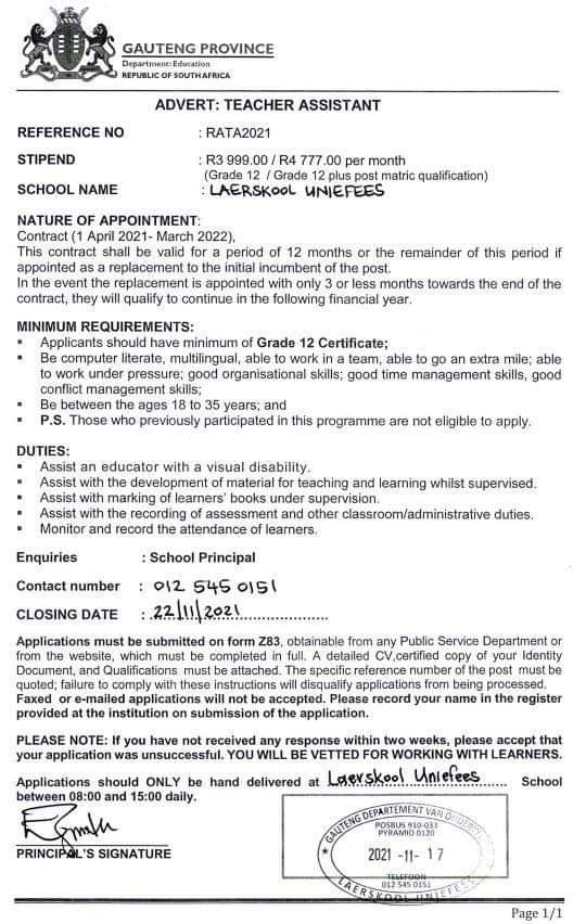 MetjahTebogo's tweet photo. Job vacancies ‼️ 
Please retweet ❤ 🙏🏾 https://t.co/u30sXvKOEs