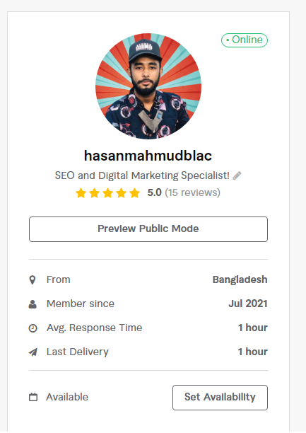 hasanmahmudblac's tweet photo. 15 Review compleated in @Fiverr with 5Star.
Click here if you need any of my services: https://t.co/cKKPlMk57h

#fiverr #youtube #youtubeseo #seo https://t.co/OzXU30b7hl