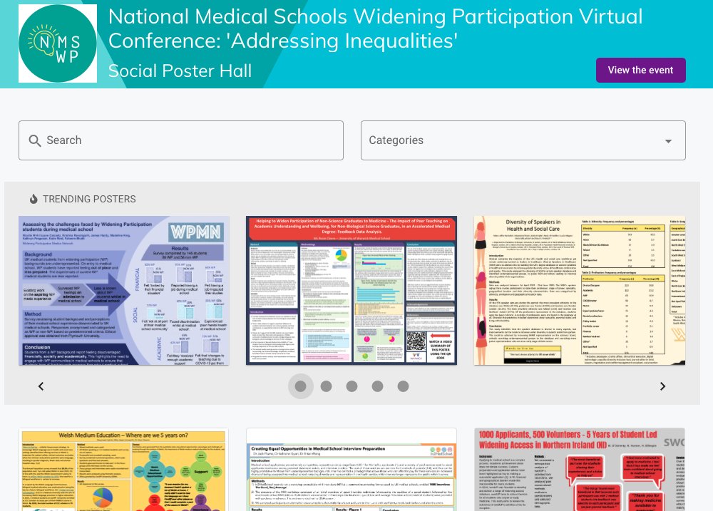 MedStudentWP's tweet photo. 🚨Reminder to check out our Virtual Poster Hall ⤵️
https://t.co/lisaEM72Dj

We have 25+ posters showcasing the amazing #WideningParticipation outreach and research being carriers out across the country! 🚀

Don't forget to vote for your favourite poster ⭐️

#NMSWP21 @NMS_WP_Forum https://t.co/1dHuce07AY